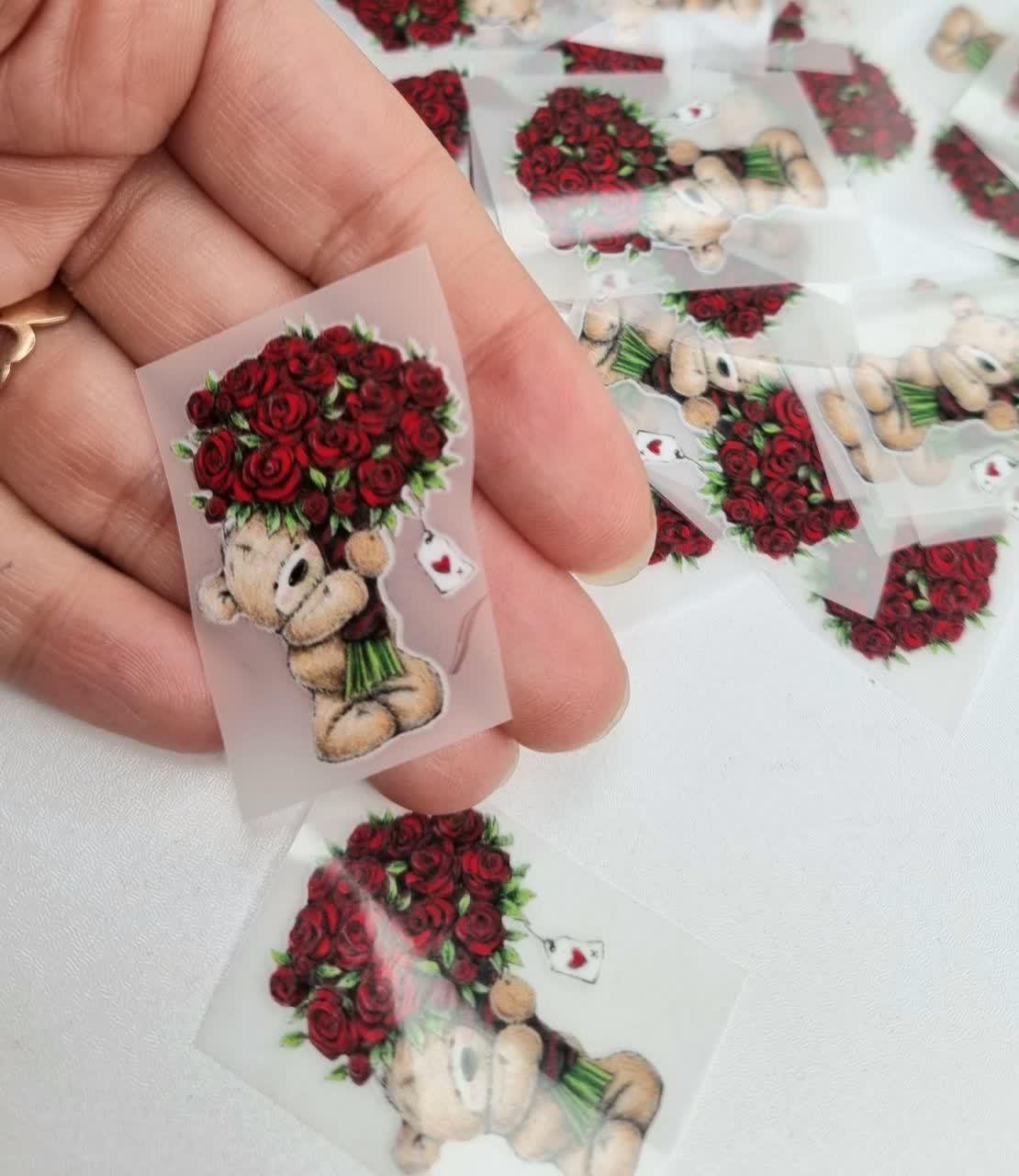 برچسب حرارتی مدل خرس و گل